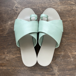 new!【'23サマー】cross sandals ver.mint /フラットサンダル＊ミントグリーン 1枚目の画像