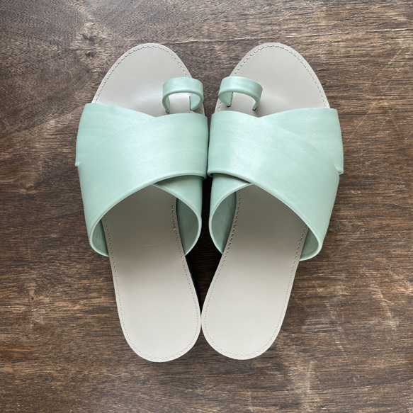 new!【'23サマー】cross sandals ver.mint /フラットサンダル＊ミントグリーン 1枚目の画像