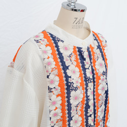 Retro floral striped blouse (4-13) 9枚目の画像