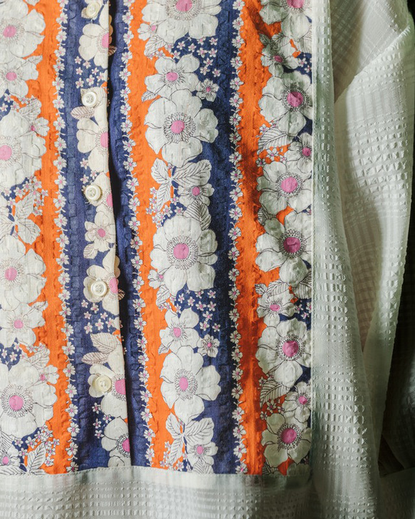 Retro floral striped blouse (4-13) 7枚目の画像