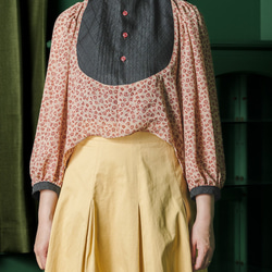 【エシカル 一点物】Classic floral chiffon blouse (4-15) 1枚目の画像