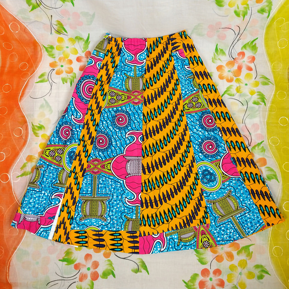 アフリカ布 パッチワーク スカート【支柱】 4枚目の画像