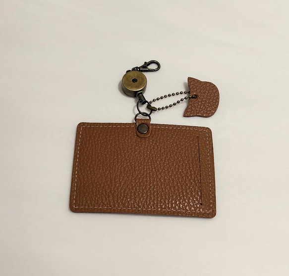 皮革證件盒/通行證盒（帶捲軸/可選飾物）#Brown #Italian Adria 皮革 第2張的照片
