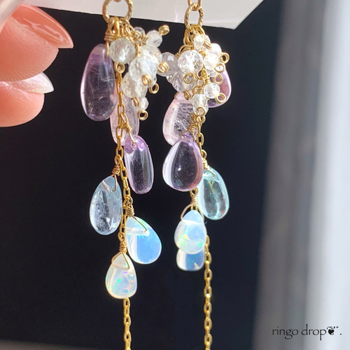 ✴︎柔らかく優雅な紫陽花カラー✴︎ 高品質ベリル・オパールのロング 