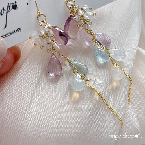 ✴︎柔らかく優雅な紫陽花カラー✴︎ 高品質ベリル・オパールのロング 
