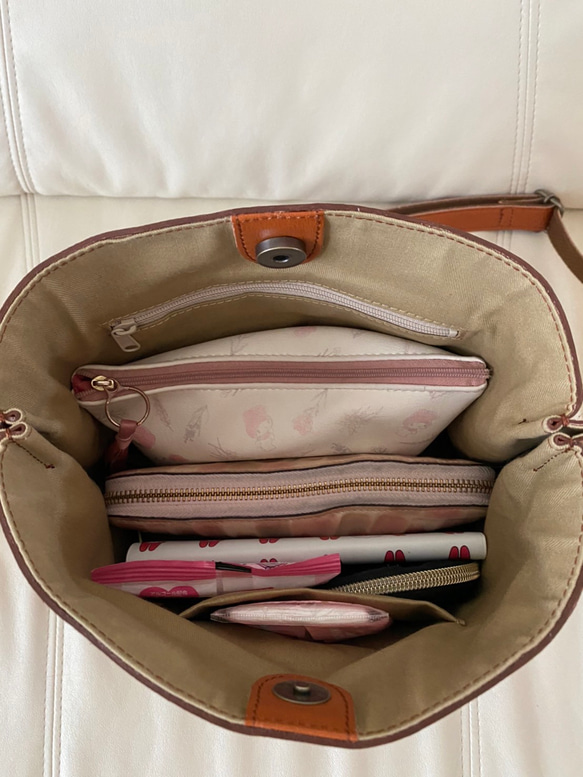 新作　日本製Zess fino 人気のショルダーバッグをそのまま巾着バージョンで新登場❗長財布も入る選べる11色 10枚目の画像