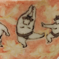 色んなポーズが楽しいお相撲さん　　大相撲　丸湯呑　　陶器 3枚目の画像