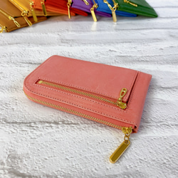 イタリアンレザー  薄くて軽いコンパクトな財布  10枚カードポケット  maine ピンク 2枚目の画像