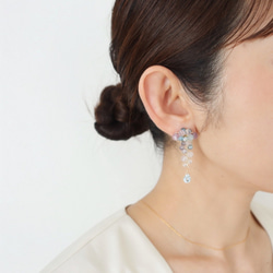 ＜ブルー×パープル＞天然石 紫陽花ピアス/イヤリング 4枚目の画像