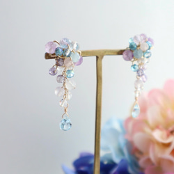 &lt;藍x紫&gt;天然石繡球耳環/耳環 第9張的照片