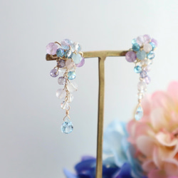 ＜ブルー×パープル＞天然石 紫陽花ピアス/イヤリング 9枚目の画像