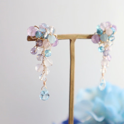 ＜ブルー×パープル＞天然石 紫陽花ピアス/イヤリング 13枚目の画像