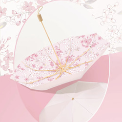 【傘の隣の猫】高顔値  ピンク  エレガント  桜柄 折り畳み傘  晴雨兼用傘  日傘 3枚目の画像