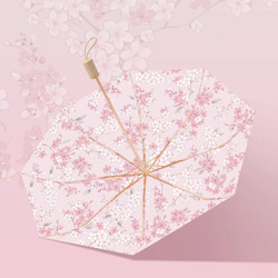 【傘の隣の猫】高顔値  ピンク  エレガント  桜柄 折り畳み傘  晴雨兼用傘  日傘 2枚目の画像