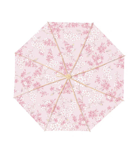 【傘の隣の猫】高顔値  ピンク  エレガント  桜柄 折り畳み傘  晴雨兼用傘  日傘 4枚目の画像