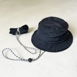 [男女通用] 防水尼龍漁夫帽，附塞繩 [黑色] 第8張的照片