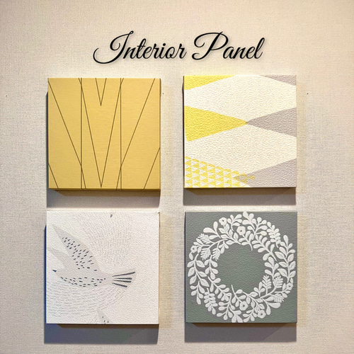 インテリアパネル 北欧柄イエロー＆リース＆マルチ＆カモメ 15