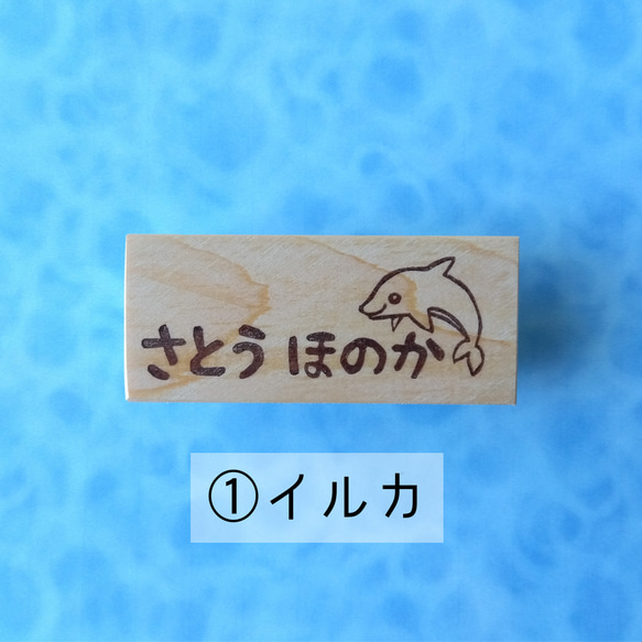 \好きな文字入れます/水族館で人気の生き物 消しゴムはんこ(イルカ･シャチ･ペンギン･クジラ･マンボウ･シロクマ) 3枚目の画像