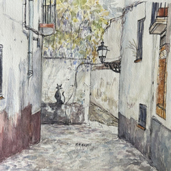 街角の落書き（スペイン、グラナダ、スケッチ着彩、原画、画用紙、透明水彩） 1枚目の画像