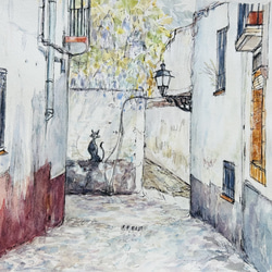 街角の落書き（スペイン、グラナダ、スケッチ着彩、原画、画用紙、透明水彩） 5枚目の画像