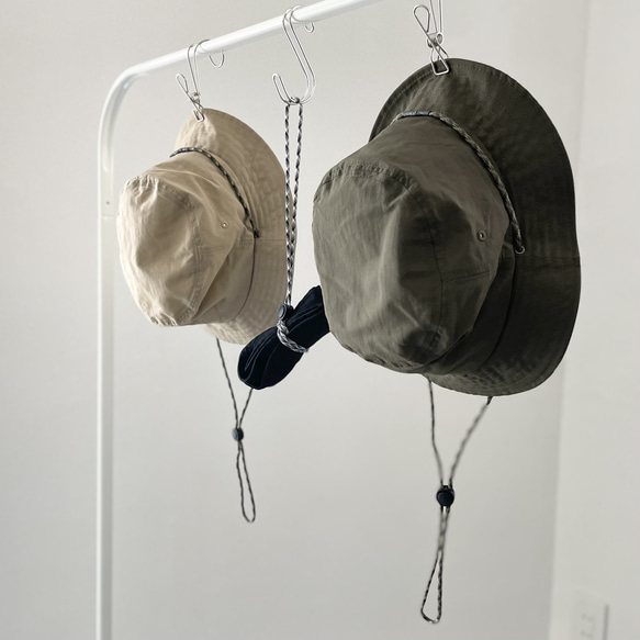 “2023 新款”[男女皆宜] 帶防水尼龍塞繩的漁夫帽 [米色] 第7張的照片