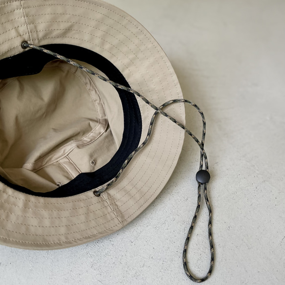 “2023 新款”[男女皆宜] 帶防水尼龍塞繩的漁夫帽 [米色] 第4張的照片