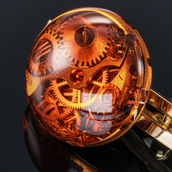 ネクタイピン ゴールド 機械式時計 ムーブメントカボション 4枚目の画像