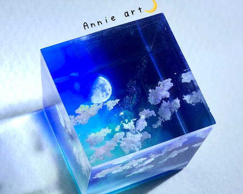 鳥　レジンヘアゴム　雲の向こう　カラフルな夜空 新年新作】♡愛され猫の雲レジンヘアゴム♡【金属アレルギー対応