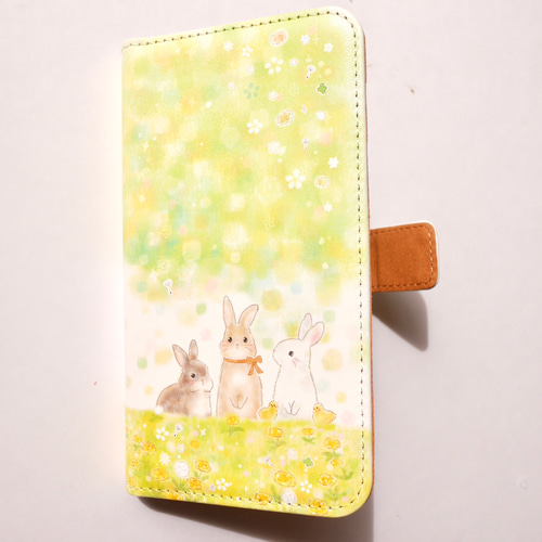 手帳型スマホケース☆紫陽花とシマエナガ✩送料無料