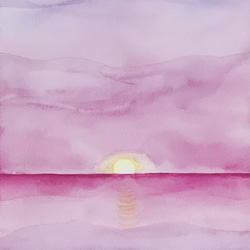 水平線に沈む夕陽 1枚目の画像
