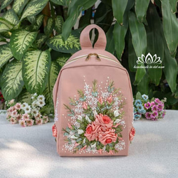お花手刺繍リュックサック( グレー ) リュック・バックパック