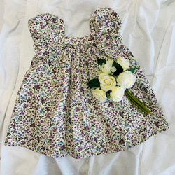 【受注制作サイズ90〜140】小花柄　ウィークエンドドレス　ワンピース　子供服 1枚目の画像