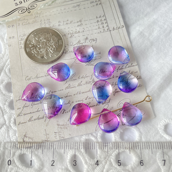 16pcs★ beads・glass drop purple（ガラスドロップビーズ） 4枚目の画像