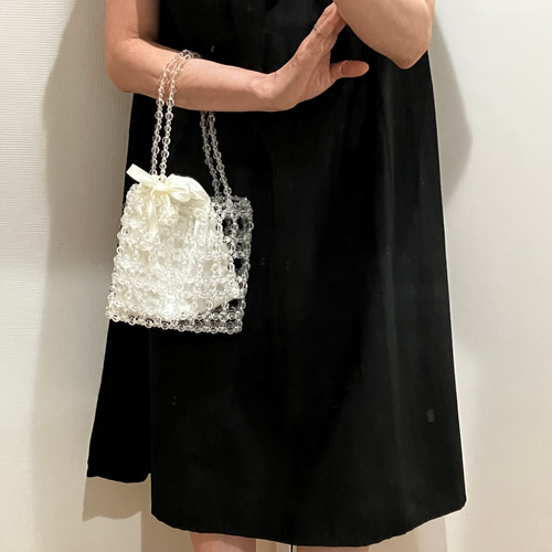 キラキラクリアミニビーズバッグ☆巾着付き☆ その他バッグ キラキラクリアミニビーズバッグ☆巾着付き☆ その他バッグ