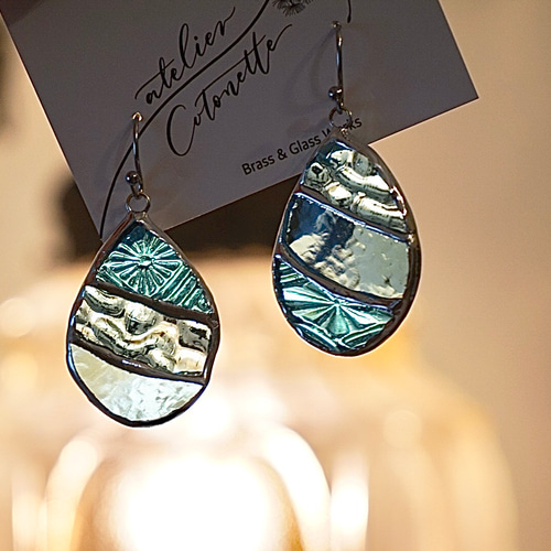 ピアス イヤリング ステンドグラス アクセサリー ガラス 一点物