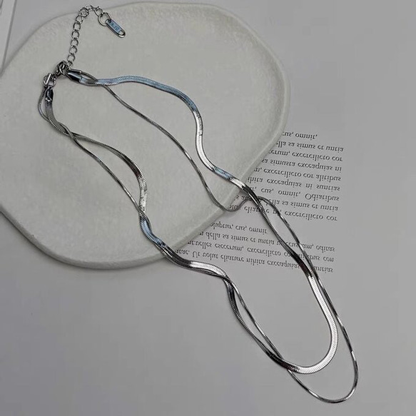 大好評で3セット追加　CICI　18kgp　2連スネークチェーンネックレス　つけっぱなし 金属アレルギー対応 6枚目の画像