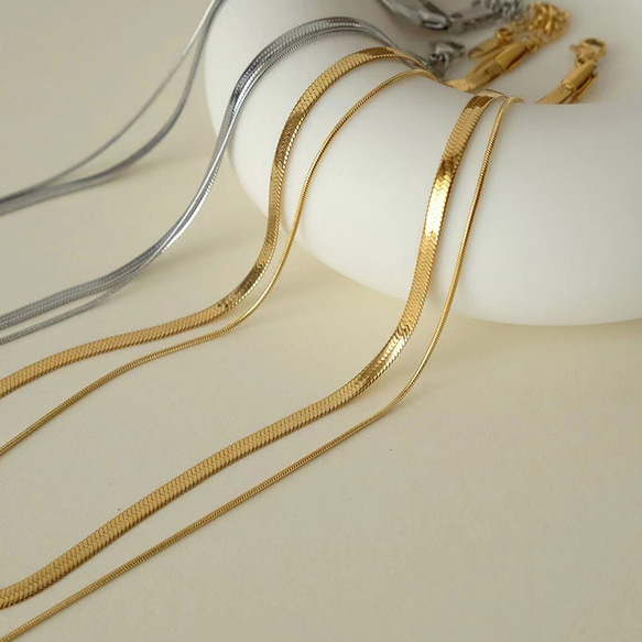 大好評で3セット追加　CICI　18kgp　2連スネークチェーンネックレス　つけっぱなし 金属アレルギー対応 2枚目の画像