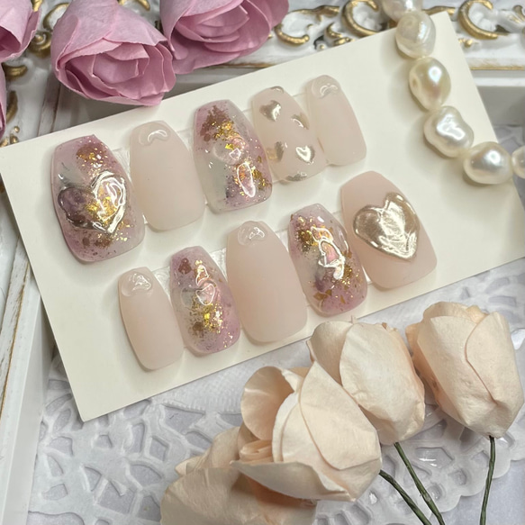 サイズオーダー♡ニュアンスハートネイルチップ ピンク size order  