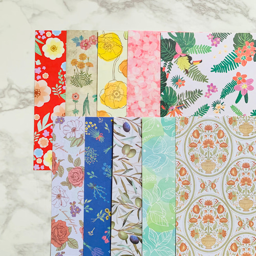 数量限定 花柄 デザインペーパー 全部違う 50枚入り 包装紙