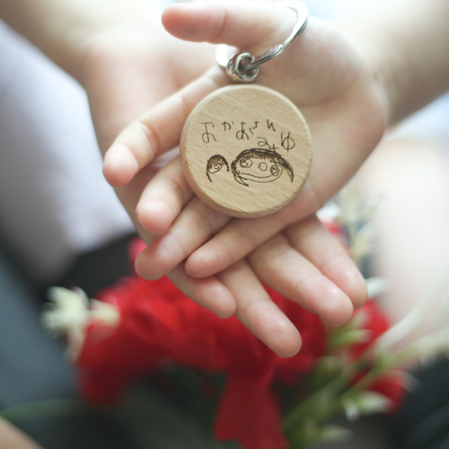 送料込】父の日 キーホルダー 似顔絵 木製 プレゼント 雑貨・その他