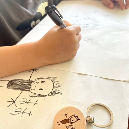 送料込】父の日 キーホルダー 似顔絵 木製 プレゼント 雑貨・その他