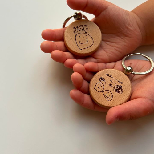 送料込】父の日 キーホルダー 似顔絵 木製 プレゼント 雑貨・その他