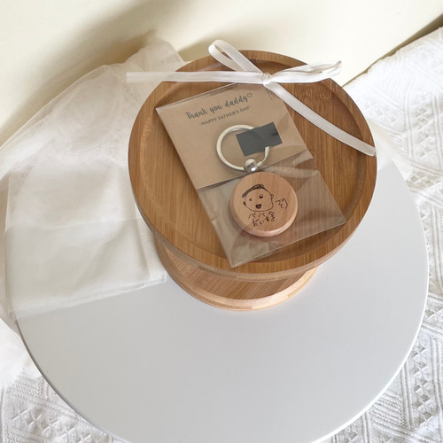 送料込】父の日 キーホルダー 似顔絵 木製 プレゼント 雑貨・その他