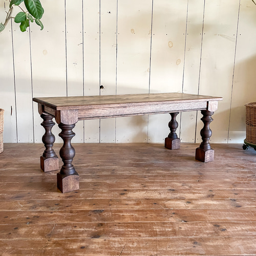 アンティーク調オークローテーブルW1300 ろくろ足