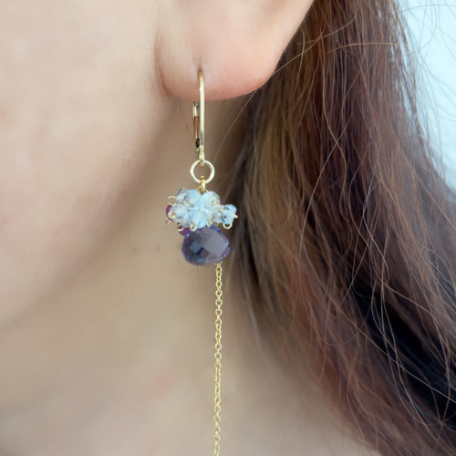 春夏ピアス アイオライト ルビー アクアマリン トパーズ 紫陽花カラー