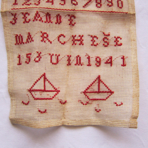 フランス アンティーク ヴィンテージ アルファベット刺繍 額装