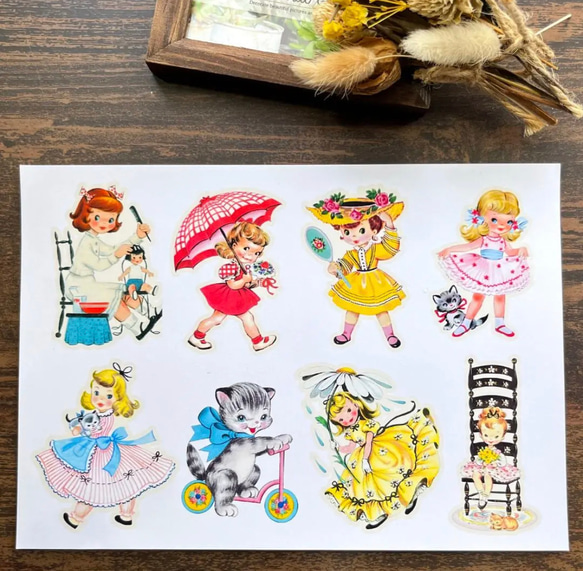 【EP32】コラージュ素材 レトロガール セルフカット/62パーツ 5枚目の画像