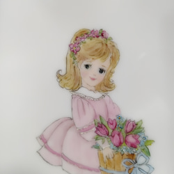 ♡19cm鉢(花籠を持つ少女/勿忘草)深さ4cm 6枚目の画像