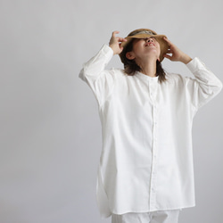 ⁑ラスト１　春ウララＳＡＬＥ　ギマ擬麻コットン　立襟バンドカラーおしりすっぽり　ロング　燕尾裾　シャツ　ゆったりA90B 1枚目の画像