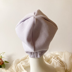 柔軟護理帽，華夫格布料，淺紫色，一件式，四季皆宜，推薦初學者 第2張的照片